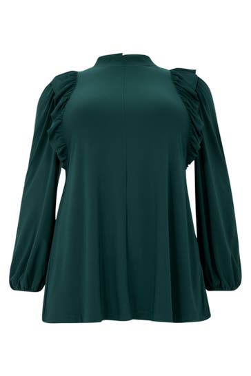 YOEK Tunika mit Rüschen dunkelgrün