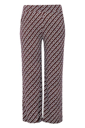 YOEK Stoffhose mit Kettenaufdruck braun Straight