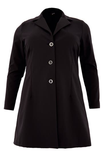 YOEK Blazer mit Kunstleder Details schwarz