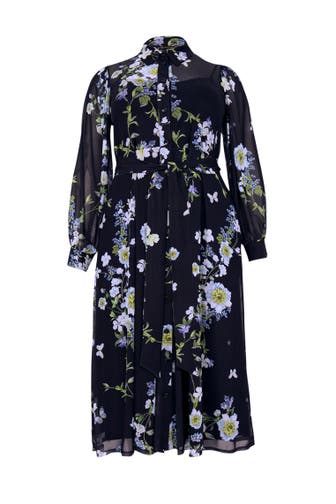 YOEK Maxikleid mit Blumenmuster schwarz
