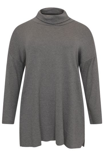 YOEK Pullover hoher Kragen grau