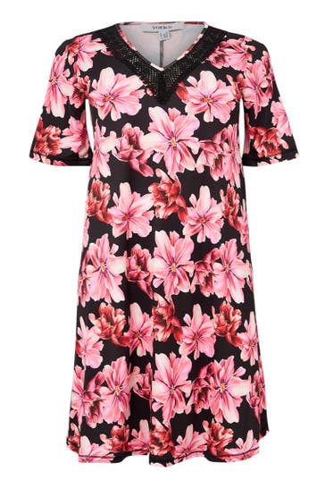 YOEK Midikleid mit Druck rosa