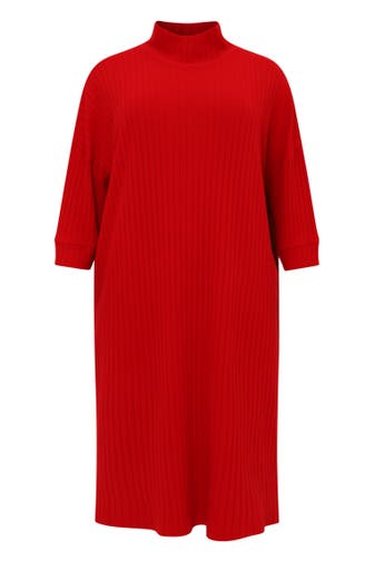YOEK Casual-Kleid hoher Kragen rot