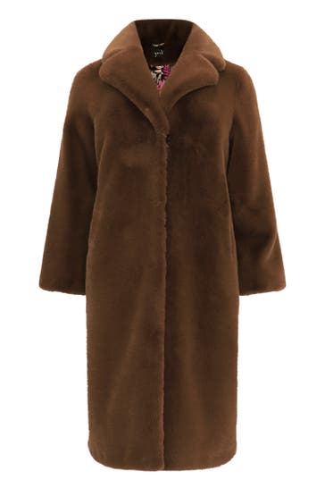 YOEK Mantel Kunstpelz mid brown