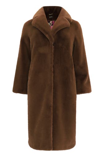 YOEK Mantel Kunstpelz mid brown