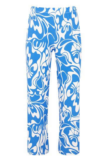 YOEK Stoffhose mit Druck hellblau Straight
