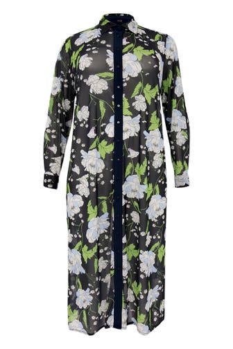 YOEK Blusenshirt mit Blumenmuster blau