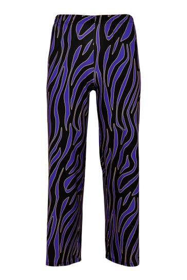 YOEK Stoffhose mit Druck schwarz Straight