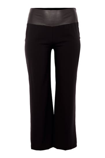 YOEK Stoffhose Kunstleder schwarz Straight