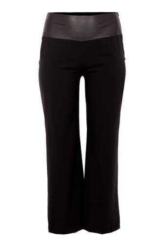YOEK Stoffhose Kunstleder schwarz Straight