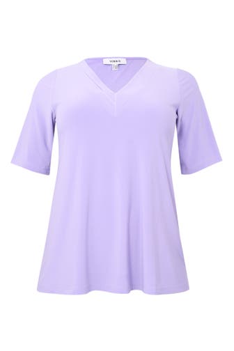 YOEK T-Shirt mit V-Ausschnitt hellviolett