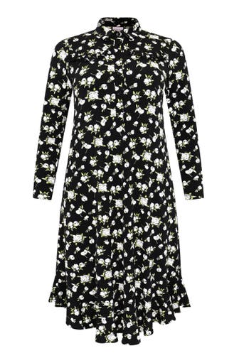 YOEK Casual-Kleid mit Blumenmuster schwarz