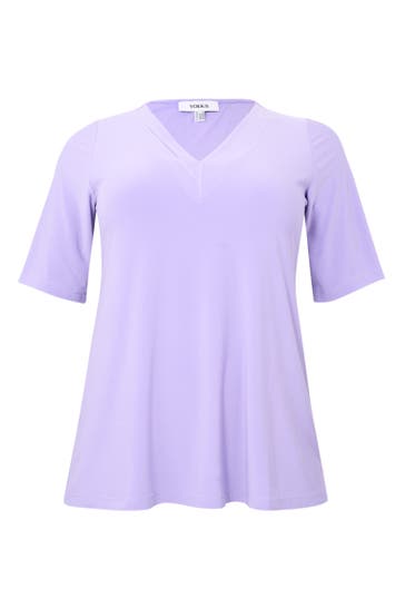 YOEK T-Shirt mit V-Ausschnitt hellviolett