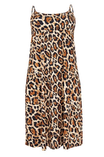 YOEK Casual-Kleid mit Leopardenmuster hellbraun