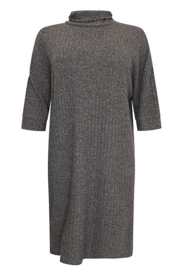 YOEK Casual-Kleid hoher Kragen grau