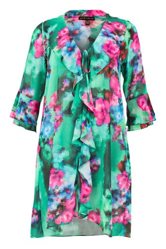 YOEK Strickjacke mit Rüschen grün