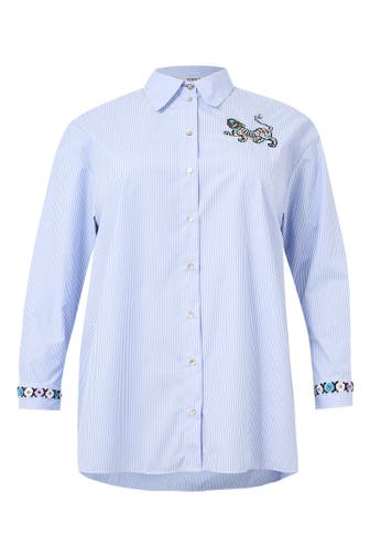 YOEK Blusenshirt bestickt hellblau