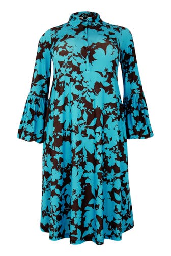 YOEK Casual-Kleid mit Puffärmeln türkis