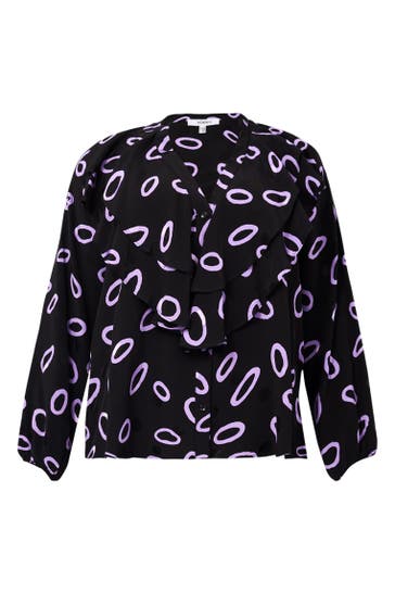 YOEK Blusenshirt mit Druck schwarz