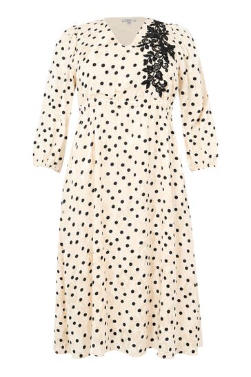 YOEK Midikleid mit Druck ekrü