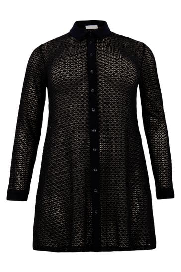 YOEK Blusenshirt mit Spitze blau