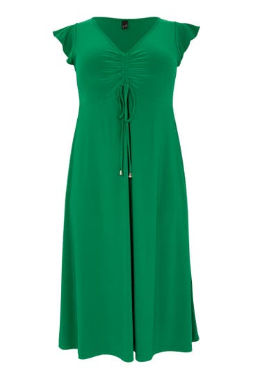 YOEK Midikleid mit Kurzarm grün