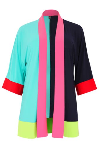 YOEK Strickjacke Colour-block blau