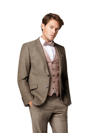 DIGEL Business-Sakko Rod-F Hellbraun Slim Fit