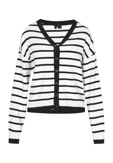 DREIMASTER Strickjacke navy white stripe