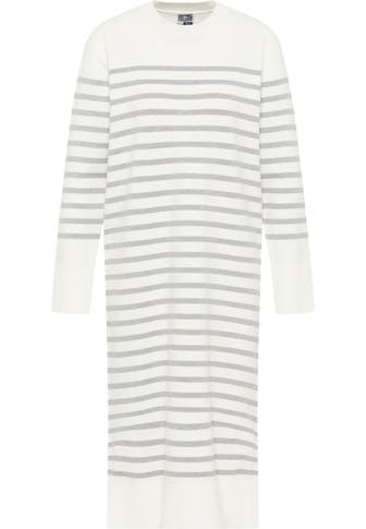 DREIMASTER Maxikleid Wollweiss Grau Melange