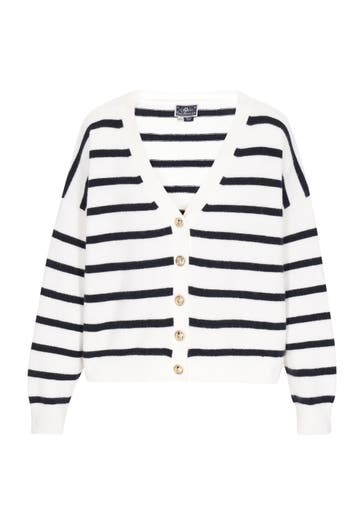 DREIMASTER Strickjacke offwhite navy stripe