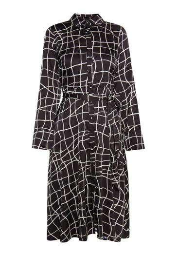 DREIMASTER Casual-Kleid Schwarz Wollweiss