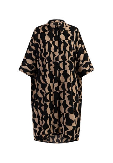 DREIMASTER Casual-Kleid Schwarz Hellbraun