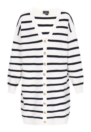 DREIMASTER Strickjacke offwhite navy stripe