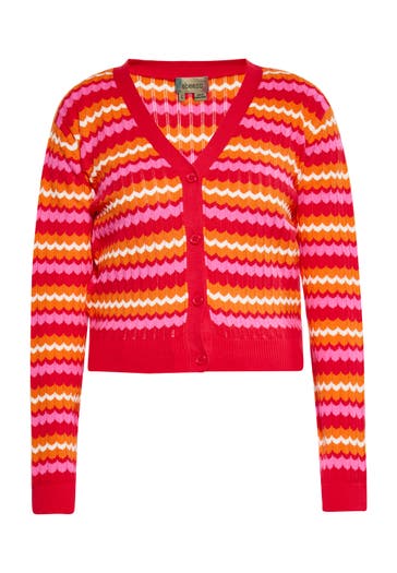 MYMO Strickjacke Rot Mehrfarbig