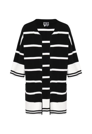 DREIMASTER Strickjacke black white stripe