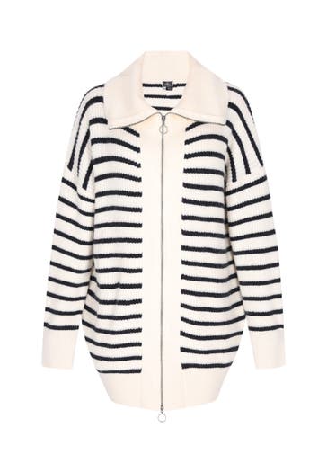 DREIMASTER Strickjacke Wollweiss Marine