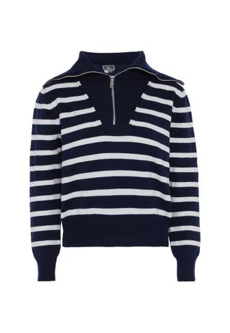DREIMASTER Pullover DUNKELMARINE WOLLWEISSER STREIFEN