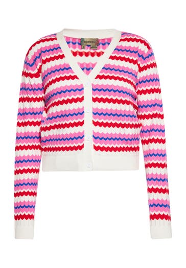MYMO Strickjacke Wollweiss Mehrfarbig