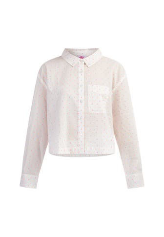 MYMO Casual-Bluse Weiss Pinkorange Punkte