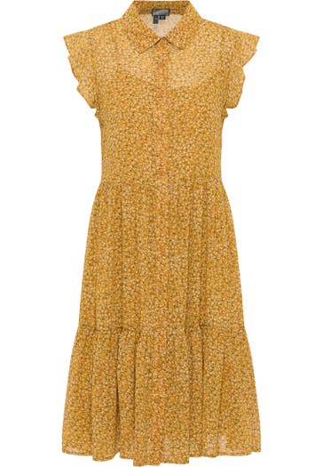 DREIMASTER Casual-Kleid Dunkelgelb Mehrfarbig