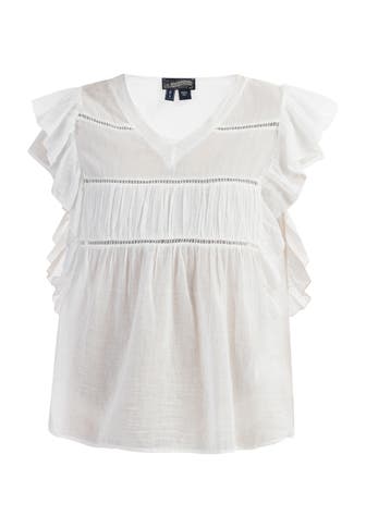 DREIMASTER Casual-Bluse Wollweiss
