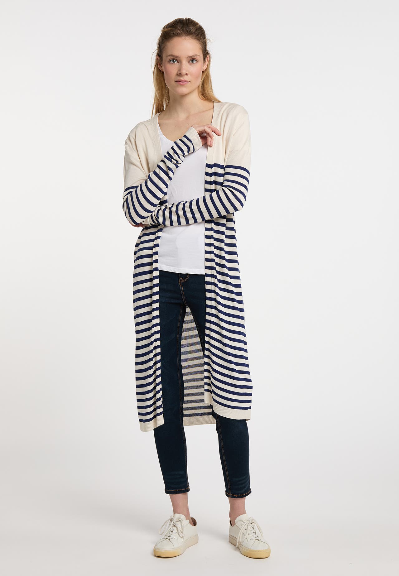 DREIMASTER Strickjacke Wollweiss Marine, Bild 1