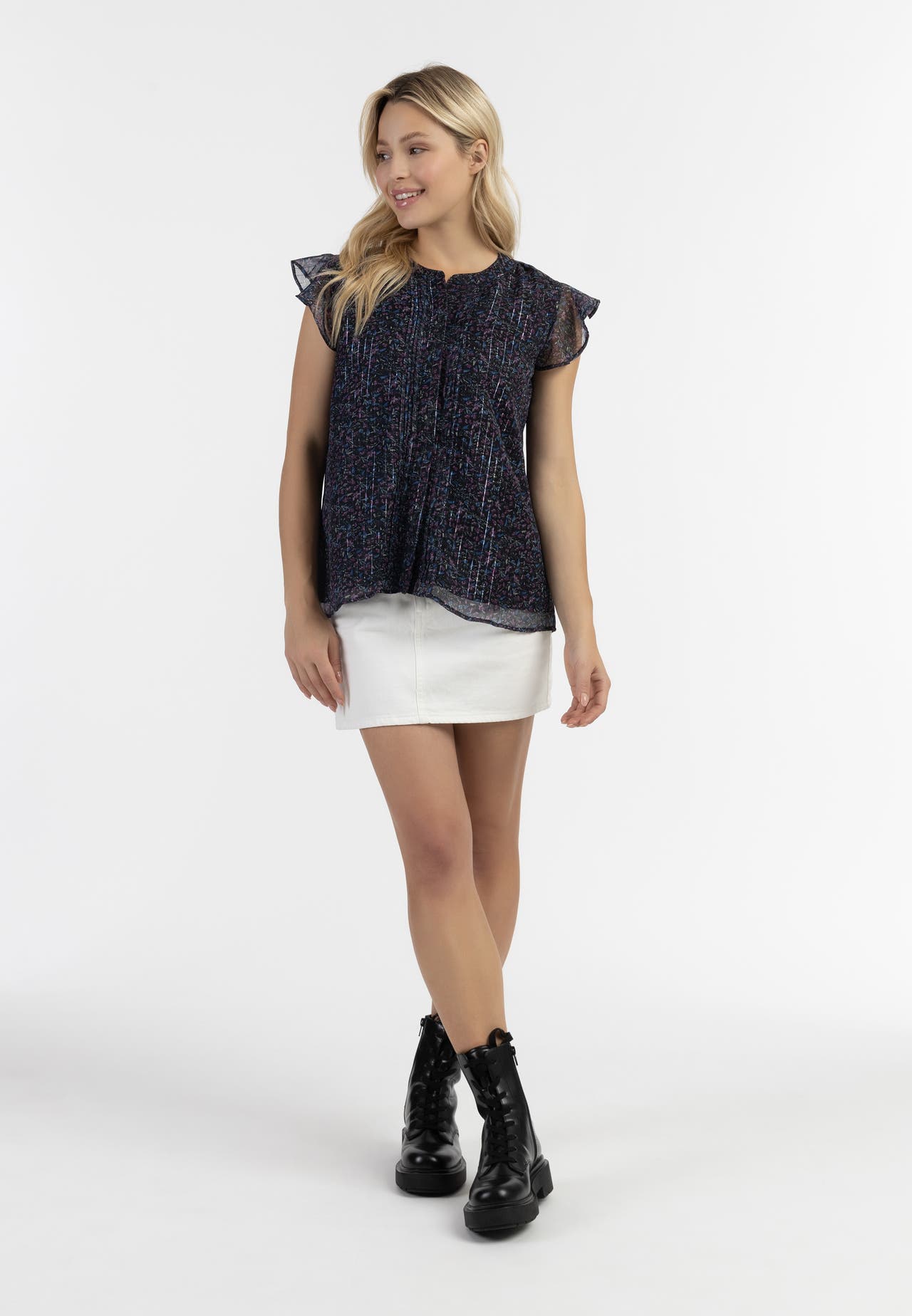 DREIMASTER Longsleeve Schwarz Blumendruck, Bild 1