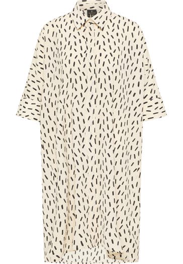 DREIMASTER Casual-Kleid Wollweiss Schwarz