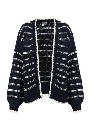 DREIMASTER Strickjacke Marine Wollweiss