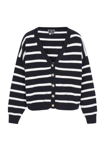 DREIMASTER Strickjacke navy offwhite stripe