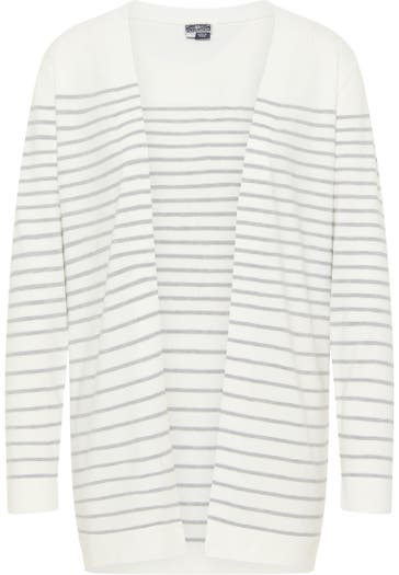 DREIMASTER Strickjacke Wollweiss Grau Melange