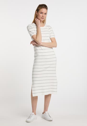 DREIMASTER Casual-Kleid Wollweiss Grau Melange