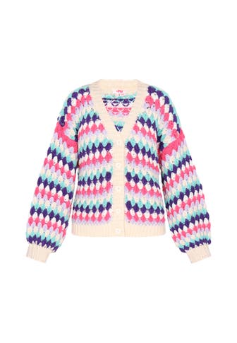 MYMO Strickjacke turquoise multicolor